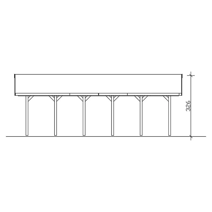 Skan Holz Carport Wallgau - L x B: 900 x 430 cm, Einfahrtshöhe: 215 cm, Schiefergrau - Skizze