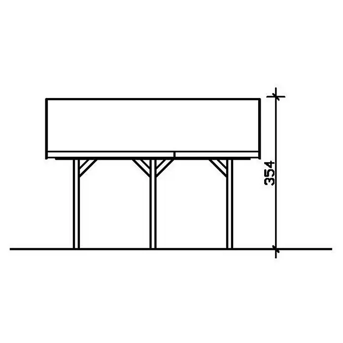 Skan Holz Doppelcarport Wallgau - L x B: 500 x 620 cm, Einfahrtshöhe: 215 cm, Nussbaum, Dachlatten zur Eindeckung mit Dachziegeln - Skizze