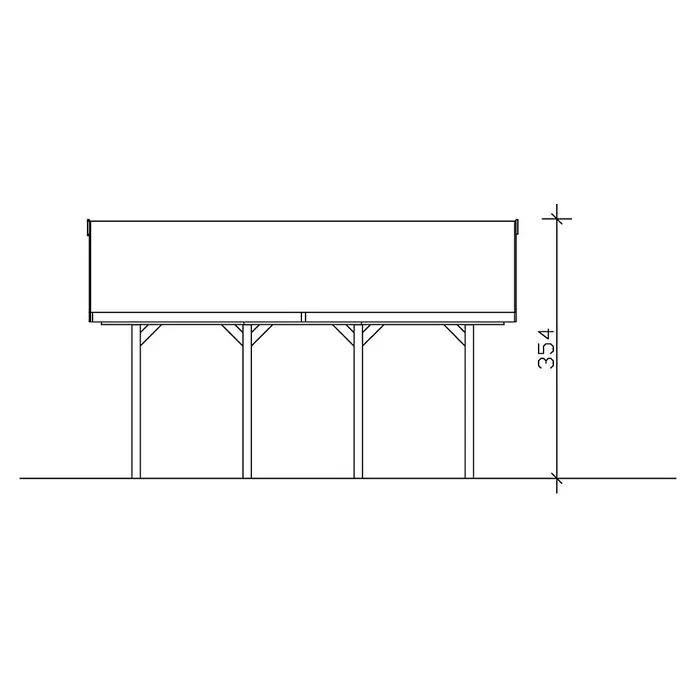 Skan Holz Carport Wallgau - L x B: 600 x 620 cm, Einfahrtshöhe: 215 cm, Farbe Dach: Rot - Skizze