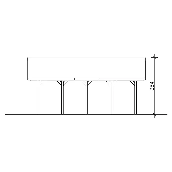 Skan Holz Doppelcarport Wallgau - L x B: 750 x 620 cm, Einfahrtshöhe: 215 cm, Farbe Dach: Schwarz - Skizze