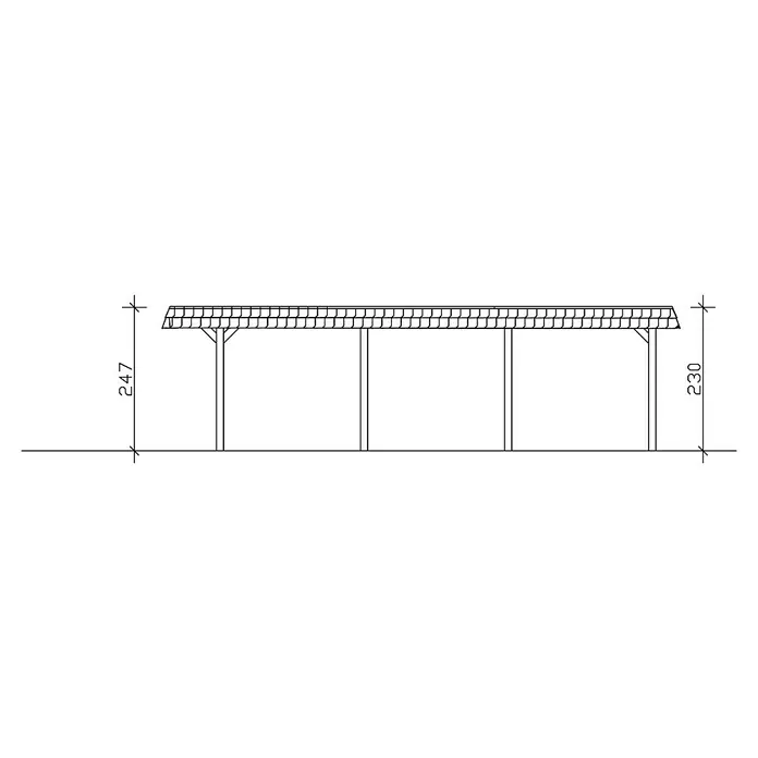 Skan Holz Carport Wendland - L x B: 870 x 409 cm, Einfahrtshöhe: 210 cm, Weiß/Rot, Ohne Abstellraum, Aluminium - Skizze