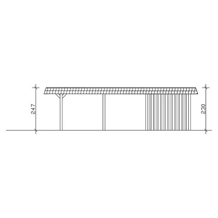 Skan Holz Carport Wendland - L x B: 870 x 409 cm, Einfahrtshöhe: 210 cm, Eiche hell/Schwarz, Materialspezifizierung Dach: Aluminium - Skizze