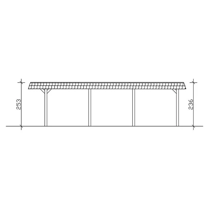Skan Holz Doppelcarport Wendland - L x B: 879 x 630 cm, Einfahrtshöhe: 216 cm, Nussbaum/Rot, Materialspezifizierung Dach: EPDM-Folie - Skizze