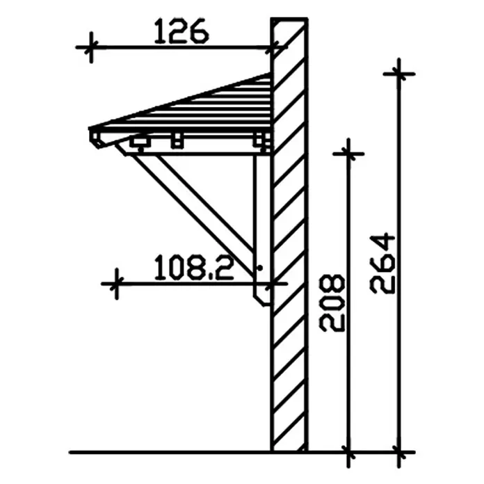 Skan Holz Vordach Wesel 1 - L x T: 188 cm x 126 cm, Natur - Skizze