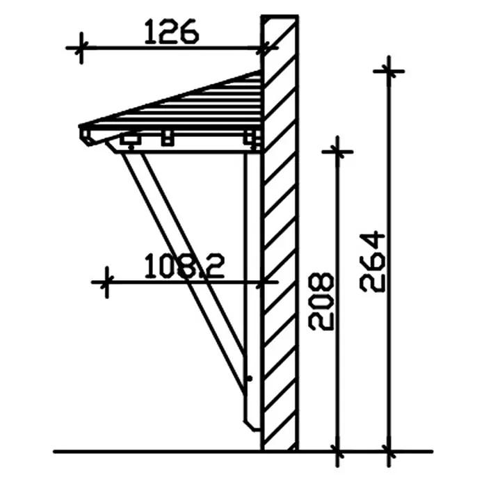 Skan Holz Vordach Wesel 2 - L x T: 188 cm x 126 cm, Weiß - Skizze