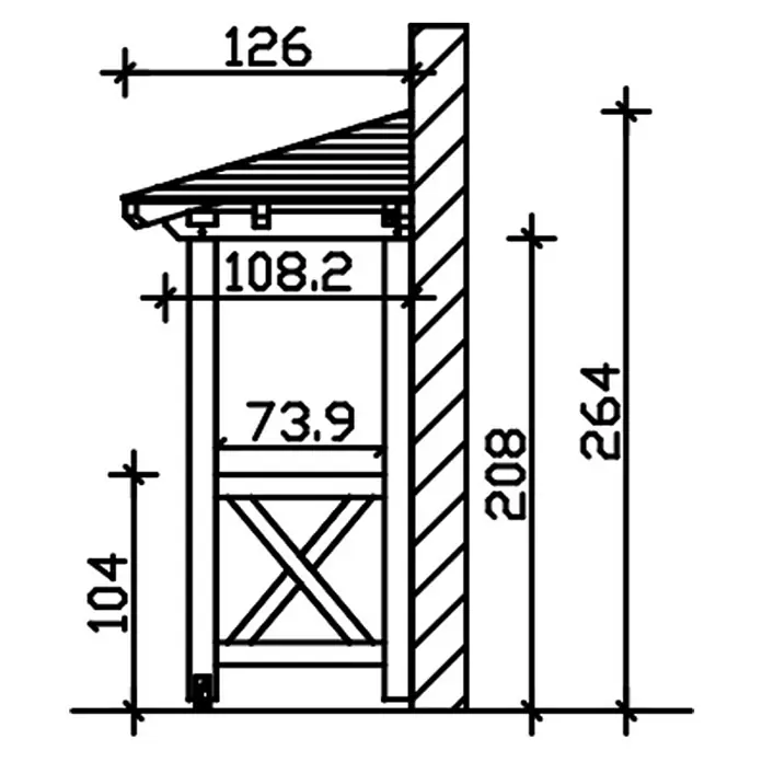 Skan Holz Vordach Wesel 4 - L x T: 188 cm x 126 cm, Weiß - Skizze
