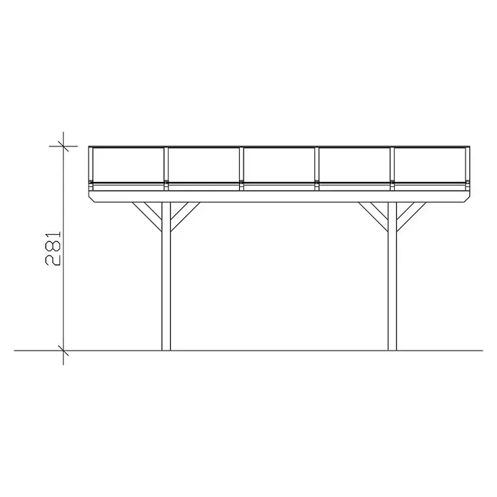Skan Holz Carport Westerwald - L x B: 541 x 362 cm, Einfahrtshöhe: 220 cm, Natur - Skizze
