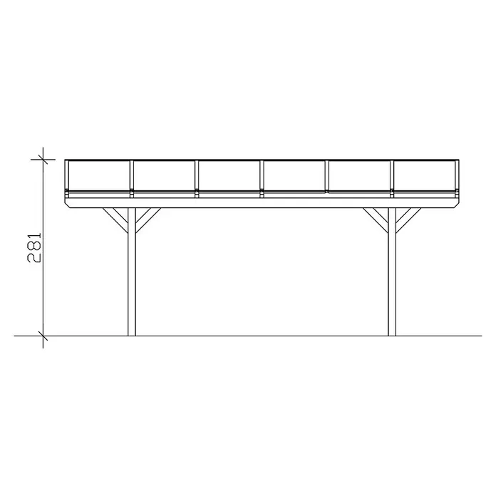 Skan Holz Carport Westerwald - L x B: 648 x 362 cm, Einfahrtshöhe: 220 cm, Weiß - Skizze