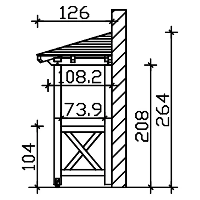 Skan Holz Vordach Wismar 4 - L x T: 258 cm x 126 cm, Weiß - Skizze