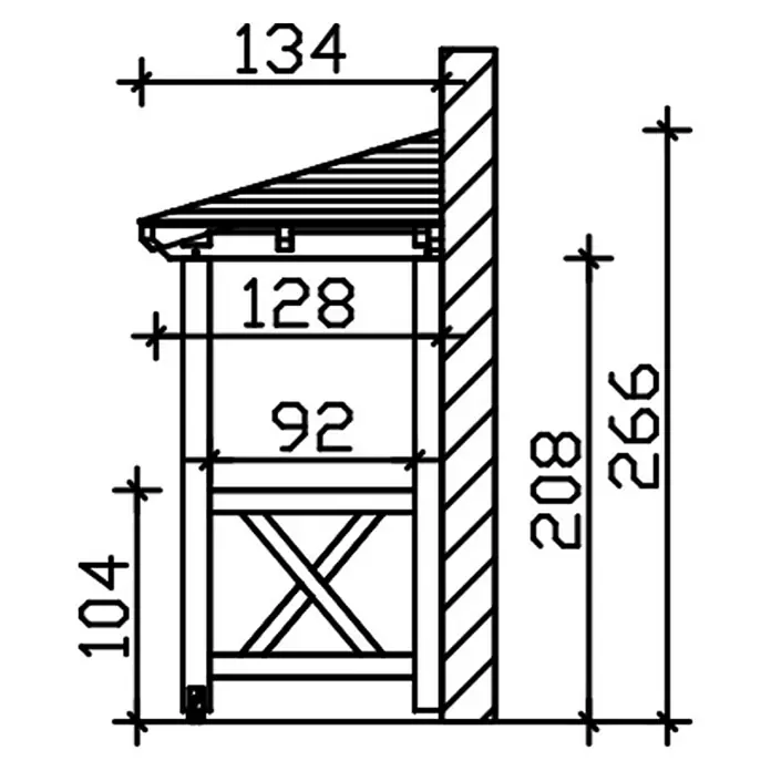 Skan Holz Vordach Wismar 5 - L x T: 351 cm x 134 cm, Natur - Skizze