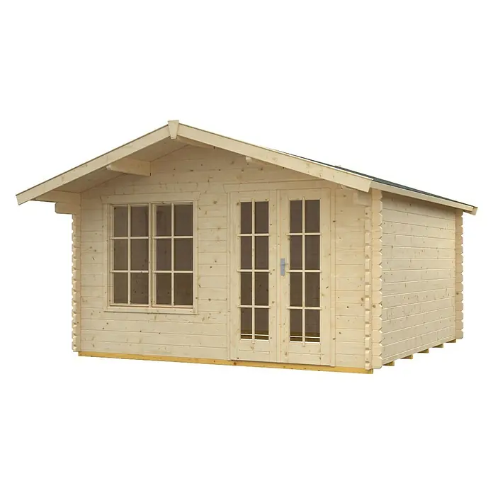 Skan Holz Gartenhaus Stavanger 2 - B x T: 420 x 480 cm, Holz, 14,44 m², Wandstärke: 45 mm - Diagonale Ansicht