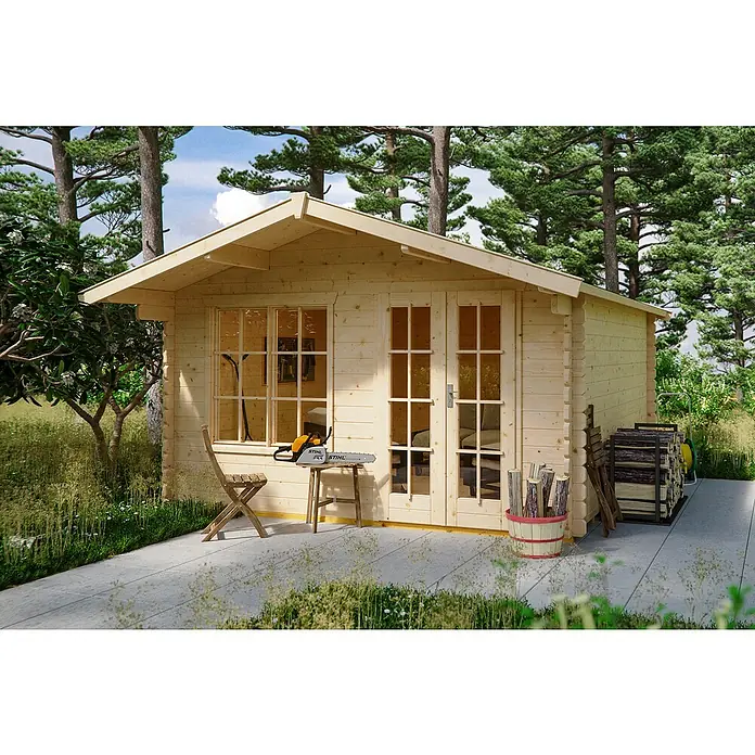 Skan Holz Gartenhaus Stavanger 2 - B x T: 420 x 480 cm, Holz, 14,44 m², Wandstärke: 45 mm - Stimmungsaufnahme