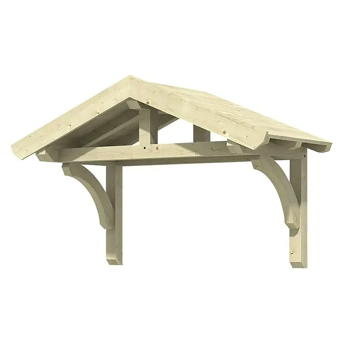 Skan Holz Vordach Stettin 1 - L x T: 180 cm x 80 cm, Natur - Diagonale Ansicht