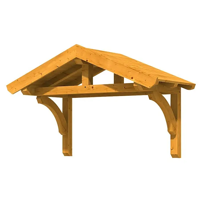Skan Holz Vordach Stettin 1 - L x T: 180 cm x 80 cm, Eiche Hell - Diagonale Ansicht