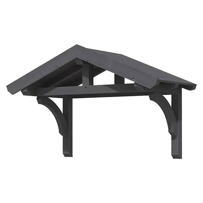 Skan Holz Vordach Stettin 1 - L x T: 180 cm x 80 cm, Schiefergrau - Diagonale Ansicht
