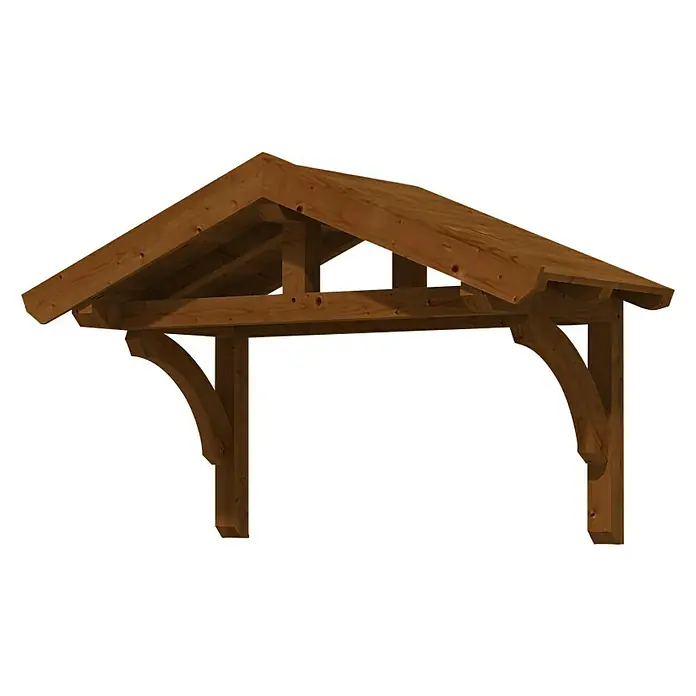 Skan Holz Vordach Stettin 1 - L x T: 180 cm x 80 cm, Nussbaum - Diagonale Ansicht