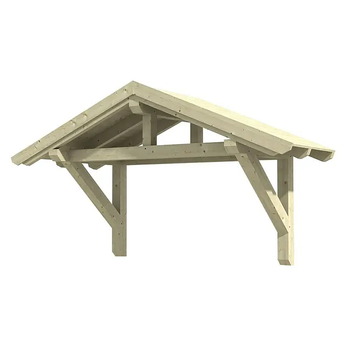 Skan Holz Vordach Stralsund 1 - B x T: 289 cm x 116 cm, Natur - Diagonale Ansicht