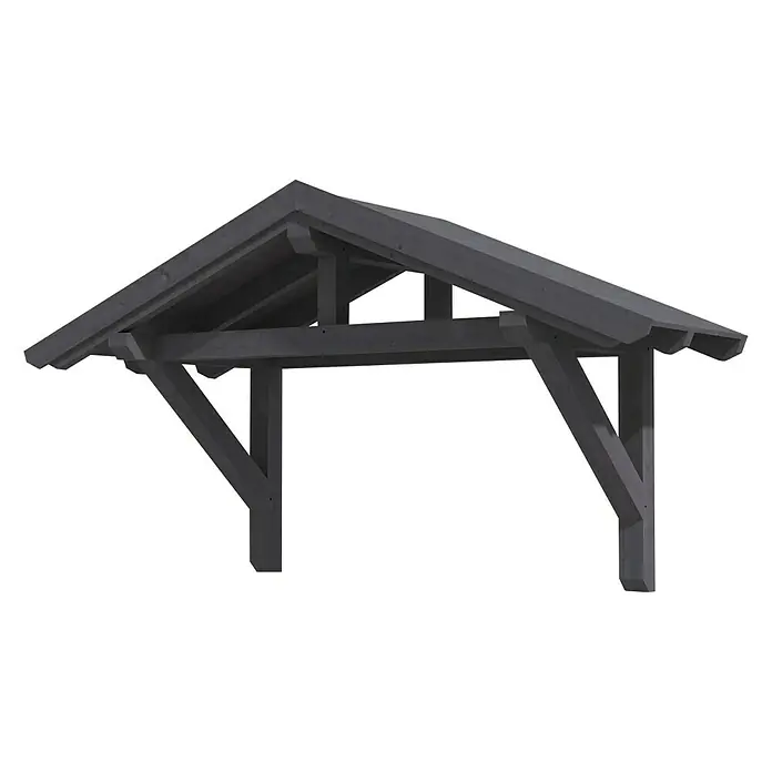Skan Holz Vordach Stralsund 1 - B x T: 289 cm x 116 cm, Schiefergrau - Diagonale Ansicht