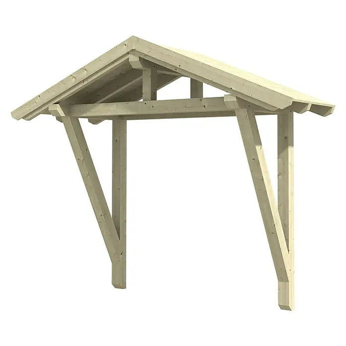 Skan Holz Vordach Stralsund 2 - B x T: 289 cm x 116 cm, Natur - Diagonale Ansicht