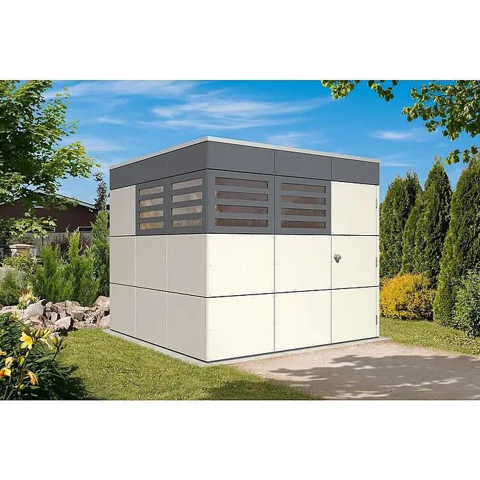 Skan Holz CrossCube Gartenhaus Sydney 3 - B x T: 253 x 253 cm, Holz, 6,4 m², Wandstärke: 10 mm - Stimmungsaufnahme