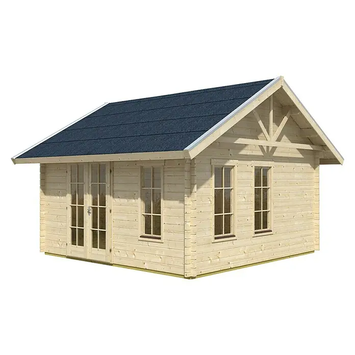Skan Holz Gartenhaus Toronto 1 - B x T: 500 x 500 cm, Holz, Wandstärke: 70 mm, 28 mm Profilschalung mit Nut & Feder - Diagonale Ansicht