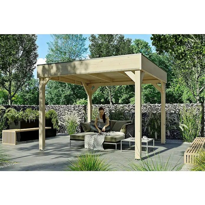 Skan Holz Pavillon Toulouse - B x T: 302 x 302 cm, Holz, Natur - Stimmungsaufnahme