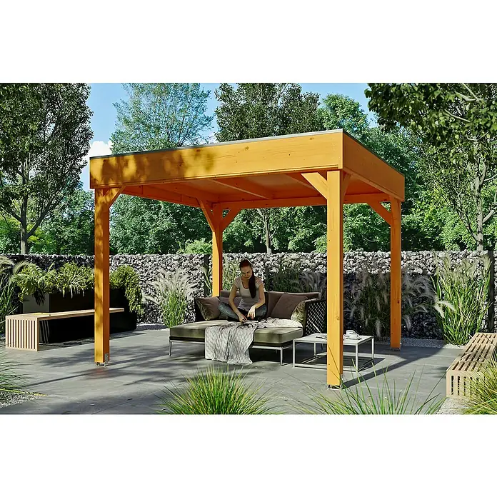Skan Holz Pavillon Toulouse - B x T: 302 x 302 cm, Holz, Eiche - Stimmungsaufnahme