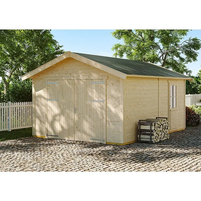 Skan Holz Garage Varberg 1 - B x T: 370 x 525 cm, Einfahrtshöhe: 198 cm, Natur - Stimmungsaufnahme
