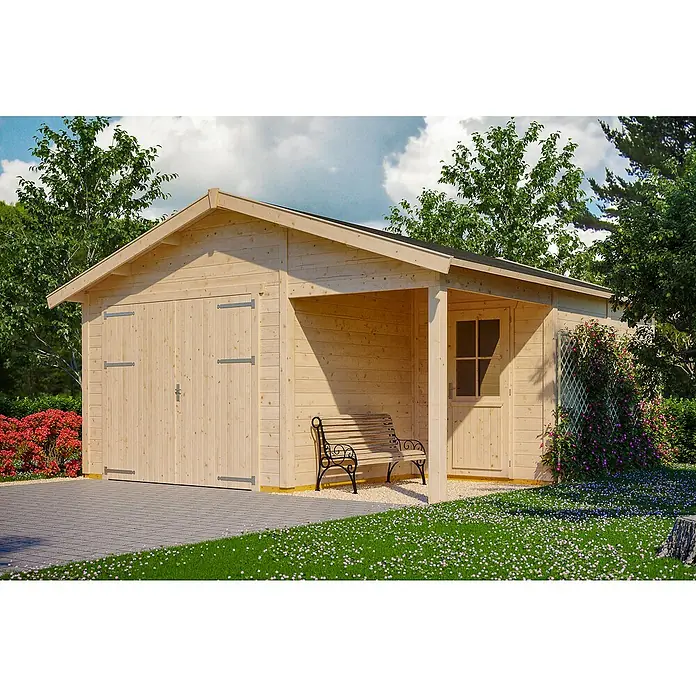 Skan Holz Garage Varberg 2 - B x T: 500 x 525 cm, Natur - Stimmungsaufnahme