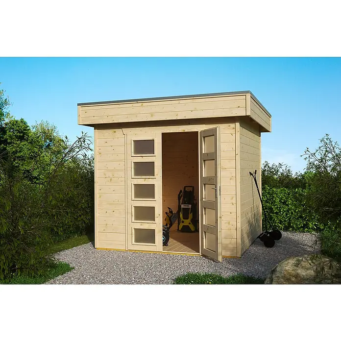 Skan Holz Gartenhaus Venlo 1 - B x T: 290 x 290 cm, Holz, 6,25 m², Wandstärke: 28 mm, Natur - Stimmungsaufnahme