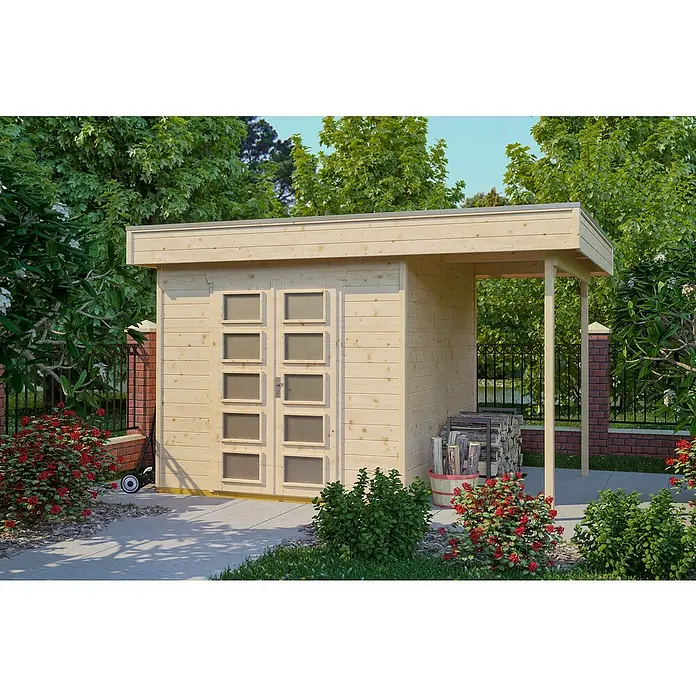Skan Holz Gartenhaus Venlo 2 - B x T: 420 x 290 cm, Holz, 9,5 m², Natur - Stimmungsaufnahme