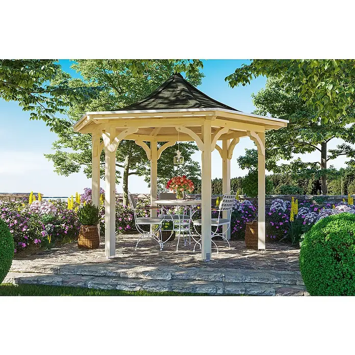 Skan Holz Pavillon Versailles - L x B: 360 x 418 cm, Natur - Stimmungsaufnahme