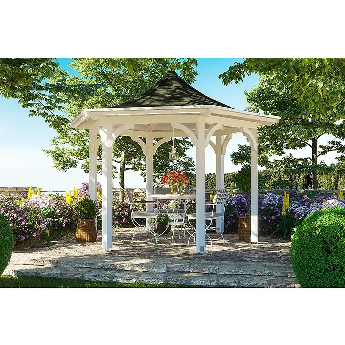 Skan Holz Pavillon Versailles - L x B: 360 x 418 cm, Weiß - Stimmungsaufnahme