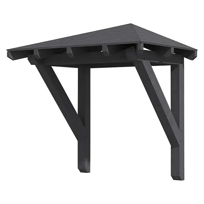 Skan Holz Vordach Wesel 1 - L x T: 188 cm x 126 cm, Schiefergrau - Diagonale Ansicht