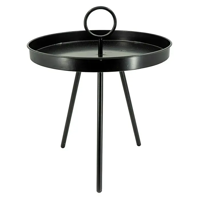 Beistelltisch mit Griff - Ø x H: 40 x 60 cm, Schwarz, Metall - Vorderansicht