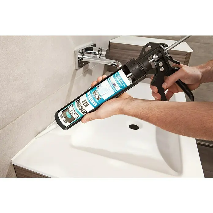 Bison Siliconenkit Sanitair - 2 x 300 ml, Wit - Toepassingsvoorbeeld