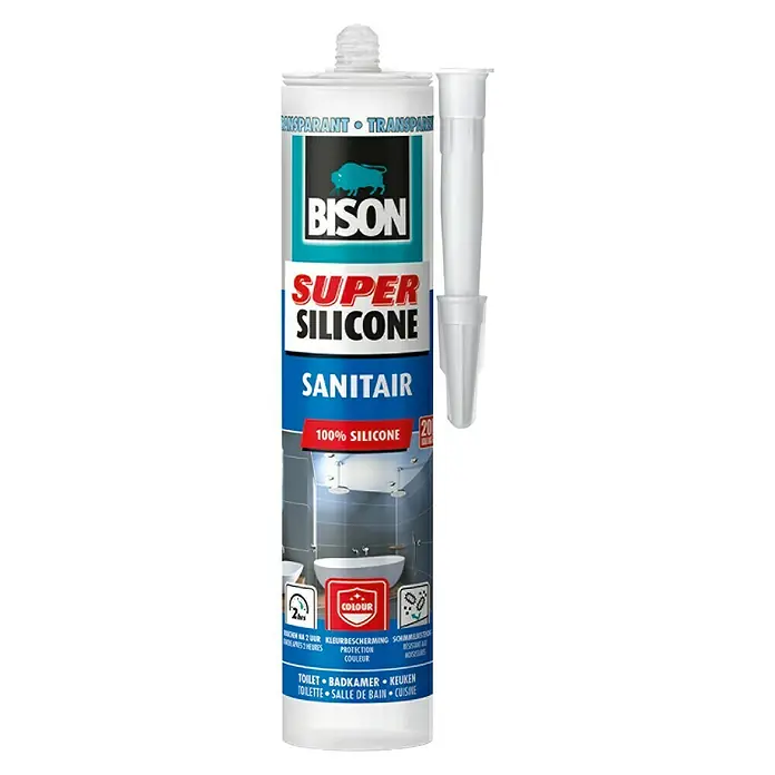 Bison Siliconenkit Super Silicone Sanitair - 300 ml, Transparant - Vooraanzicht