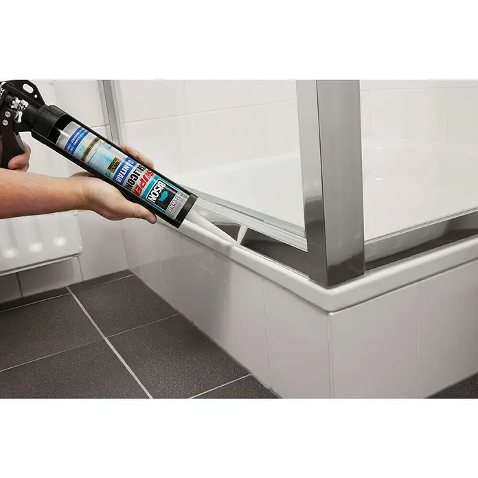 Bison Siliconenkit Super Silicone Sanitair - 300 ml, Wit - Toepassingsvoorbeeld