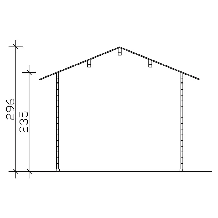 Skan Holz Gartenhaus Lausanne - B x T: 580 x 380 cm, Holz, 13,5 m², Wandstärke: 45 mm, 19 mm Dachschalung mit Konter- & Dachlattung - Skizze