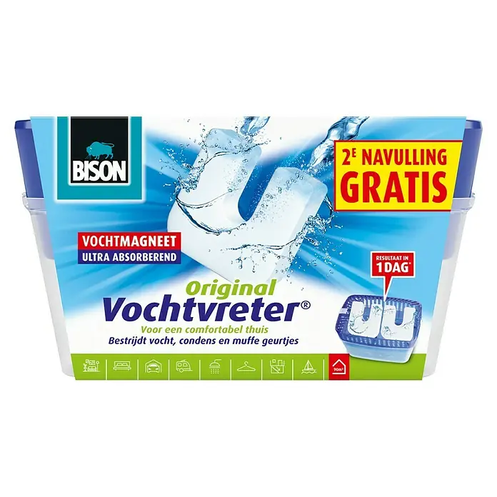 Bison Vochtvreter Luchtontvochtiger 2 x 900 g - Calciumchloride - Vooraanzicht