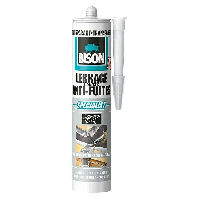 Bison Afdichtingskit Transparant Koker 300 ml - Vochtbestendig, Overschilderbaar, Kleurloos/Transparant - Vooraanzicht
