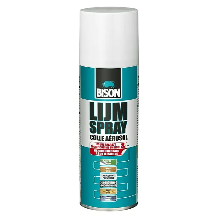 Bison Contactlijm Spray 200 ml - Vochtbestendig, Kleurloos/Transparant, 200 ml - Vooraanzicht