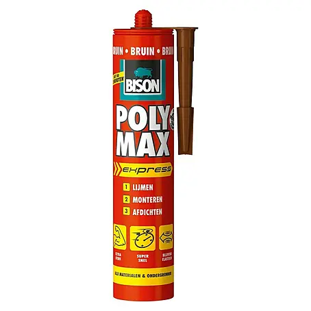 Bison Poly Max Universele montagelijm Bruin Koker 425 g