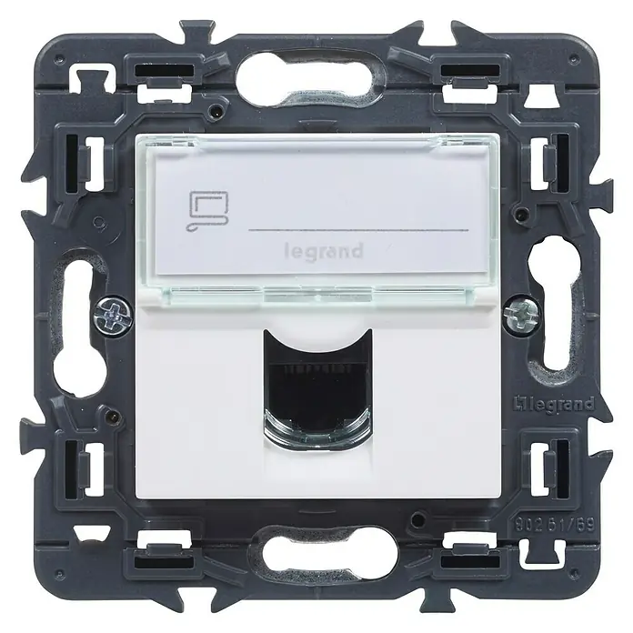 Legrand Valena Next Toma de red RJ45 - Blanco, 1 canal, Metal, Montaje en la pared - Vista frontal