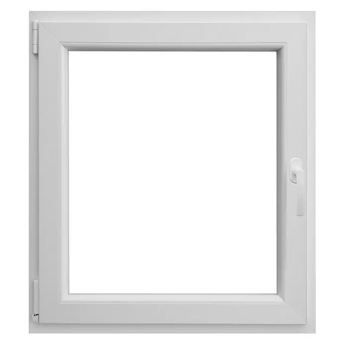 PVC prozor s kvakom - Š x V: 80 x 90 cm, DIN lijevo, Bijele boje - Pogled sprijeda