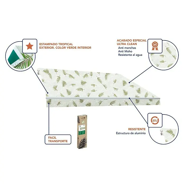 SmartSun Toldo de brazos articulados Original Kit Tropical - Ancho: 3 m, Caída: 2 m