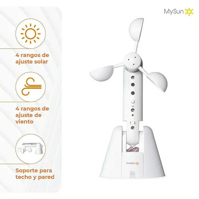 SmartSun Sensor solar y de viento - L x An x Al: 24,4 x 11 x 3 cm, Específico para: Toldos Smartsun