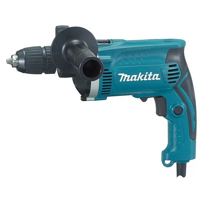 Makita Set de taladro percutor + miniamoladora DK0049X1 - 710 W, Número de revoluciones de marcha en vacío: 3.200 r.p.m. - Vista de perfil izquierdo