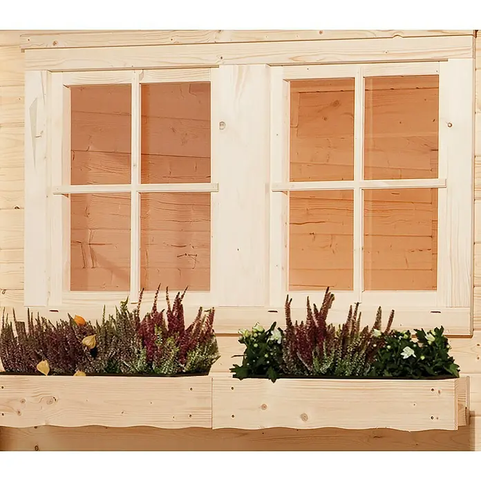 Weka Doppelfenster - Passend für: Weka Gartenhäuser Wandstärke 45 mm, Natur - Detailaufnahme