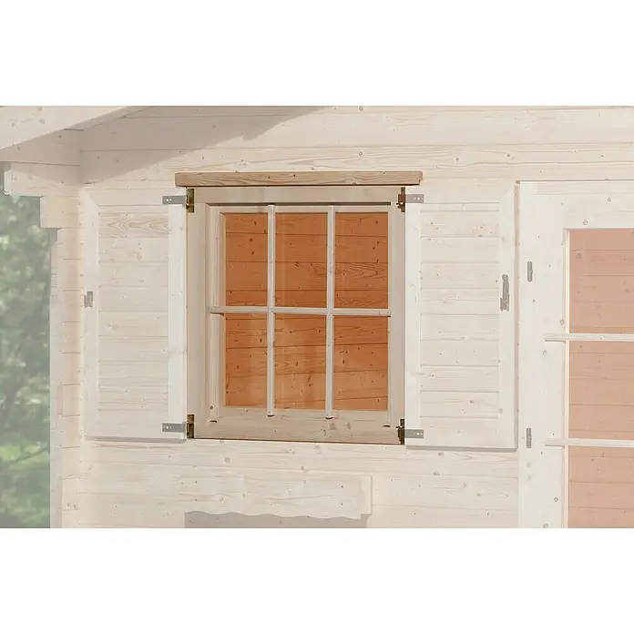 Weka Gartenhaus-Fenster - 91 x 91 cm, Passend für: Weka Gartenhäuser Wandstärke 21/28 mm, Natur - Detailaufnahme